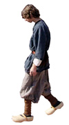 Gewänder der Bürger, wie im Mittelalter ein Junge gekleidet war