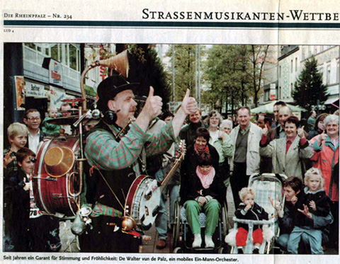 Straßenmusikanten Wettbewerb: Zeitungsartikel Rheinpfalz Zeitung, Ludwigshafen