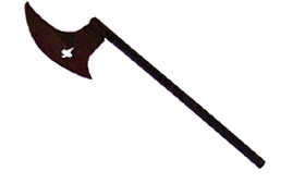 Eine Streitaxt mit hölzernem Griff, die man im Mittelalter in Deutschland benutze.
