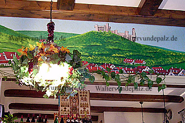 Abbildung einer Burg im Restaurant zur Burg in Ludwigshafen